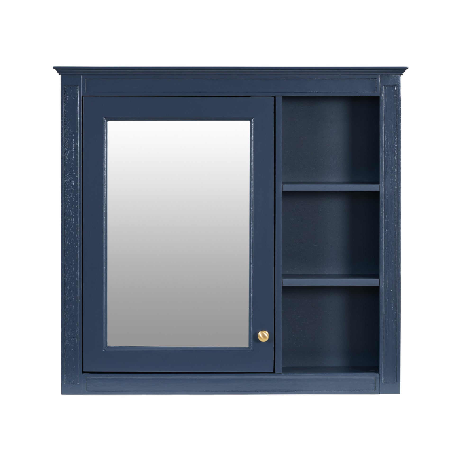 30'' X 28'' Medicine Cabinet, Wall Mounted Bathroom Storage Cabinet, Modern Bathroom Wall Cabinet With Mirror,Medicine Cabinet, Mirror Cabinet With 3 Open Shelves Not Include Bathroom Vanity Blue 1 5 Adjustable Shelves Bathroom Wall Mounted Modern Mdf