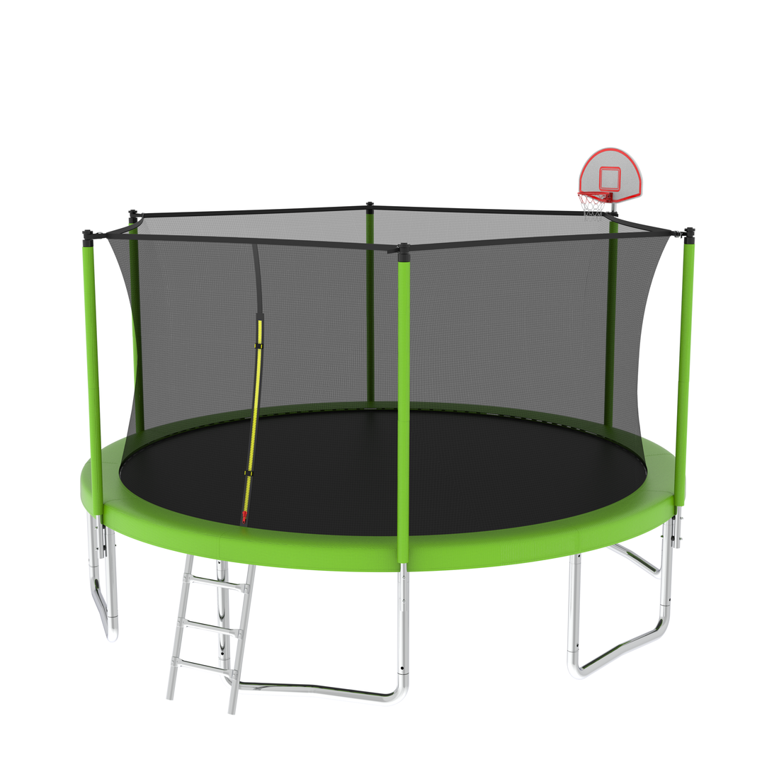 14Ft For Kids Children With Safety Enclosure Net Outdoor Backyards Large Recreational Trampoline Green Metal