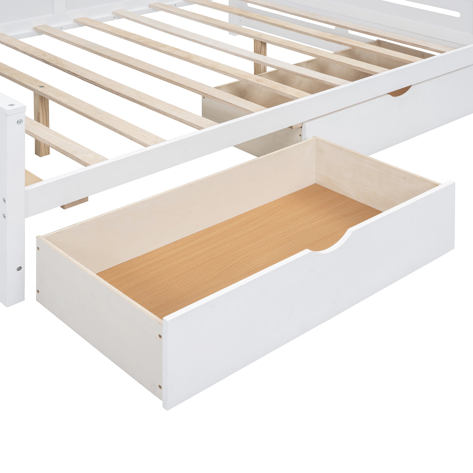 Full Size Wooden Daybed With 2 Drawers, And All In One Cabinet And Shelf, White Full White Wood