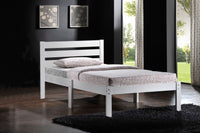 White Twin Bed With Wooden Slatted Headboard Box Spring Not Required Twin White Bedroom Poplar Panel Wood