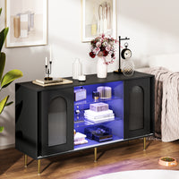 Dresser Drawer Cabinet,Bar Cabinet,Lockers,Sideboard,Buffet Sideboard,Buffet Service Desk,Storagecabinet,Changhong Glass Sliding Door, For Bedroom, Living Room, Kitchen Corridor, Color: Black 5 Or More Spaces Barn Door Black Primary Living Space Glass