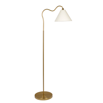 Majestic Brass Ring Base Curved Floor Lamp With Triangle White Drum Shade Gold,White Brass