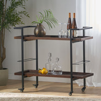 Bar Cart Walnut Brown Wood