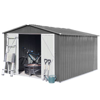 Metal Garden Sheds 10Ftx12Ft Outdoor Grey Grey Metal