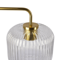 Haven Clear Glass Table Lamp, Gold Brush Metal And Marble Base, Button Control Clear,Gold,White Marble Table&Floor Lamps Brass,Faux Marble,Glass
