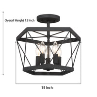 5 Light Living Room Steel Dimmable Cage Semi Flush Mount Ul Certified Black Ceiling Lights Steel Metal