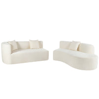 Modern Large 2 Piece Sectional Sofa With 3 Pillows,For Living Room, Bedroom Beige Polyester 2 Seat