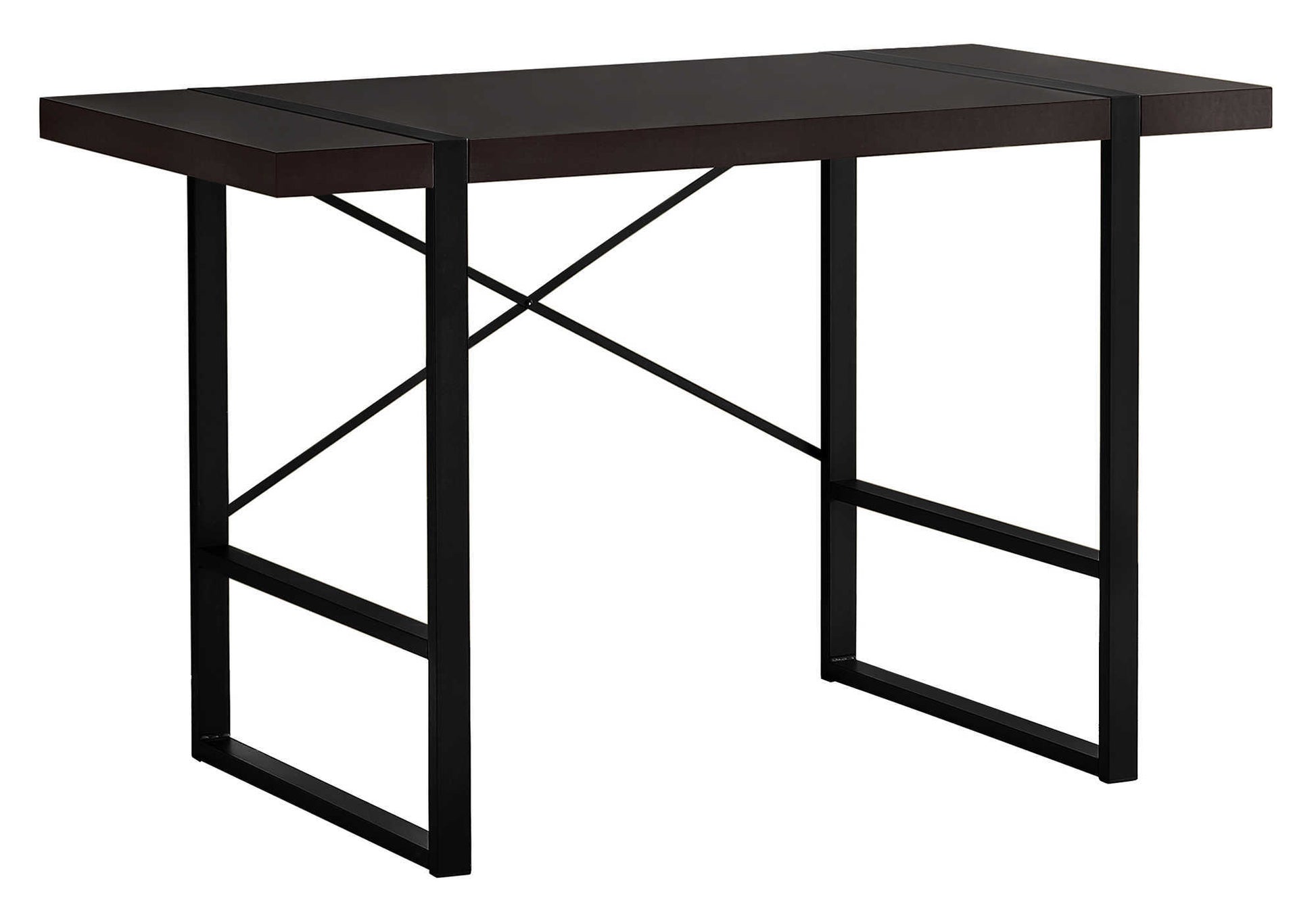 Computer Desk, Home Office, Laptop, 48"L, Work, Brown Laminate, Black Metal, Contemporary, Modern Espresso Particle Board