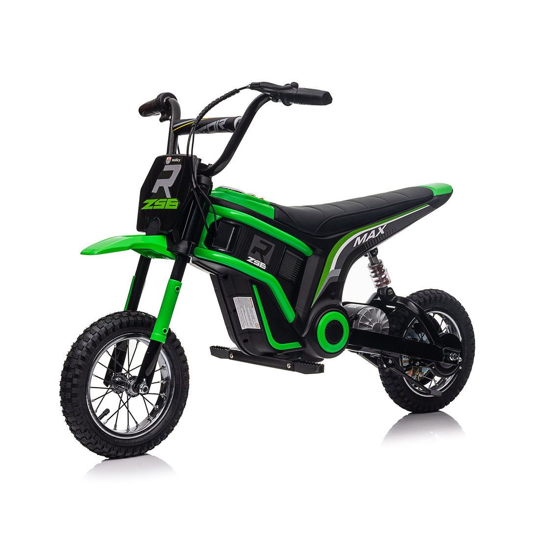 24V14Ah Kids Ride On 24V Electric Toy Motocross Motorcycle Dirt Bike Xxl Large,Speeds Up To 14.29Mph,Dual Suspension, Hand Operated Dual Brakes, Twist Grip Throttle, Authentic Motocross Bike Geometry Green Polypropylene