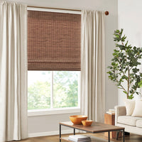 Bamboo Light Filtering Roman Shade 64"L Teak Bamboo