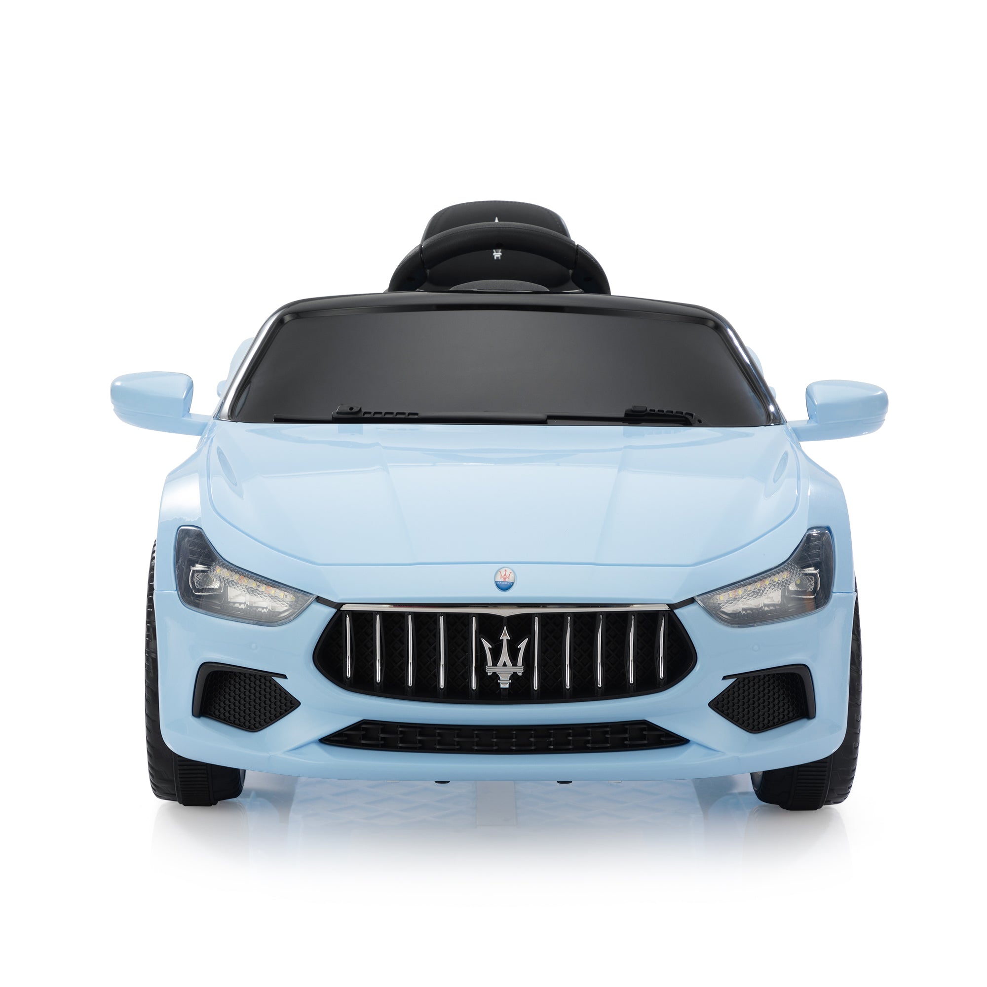 Maserati Ghibli Licensed 12V Kids Ride On Car, Battery Powered Electric Vehicle W 2.4G Remote Control, Led Lights, Mp3 Music, Usb, Horn, Children Age 3 6, Small, Light Blue And Black Black Blue Polypropylene