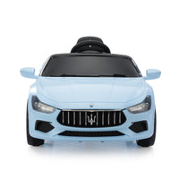 Maserati Ghibli Licensed 12V Kids Ride On Car, Battery Powered Electric Vehicle W 2.4G Remote Control, Led Lights, Mp3 Music, Usb, Horn, Children Age 3 6, Small, Light Blue And Black Black Blue Polypropylene