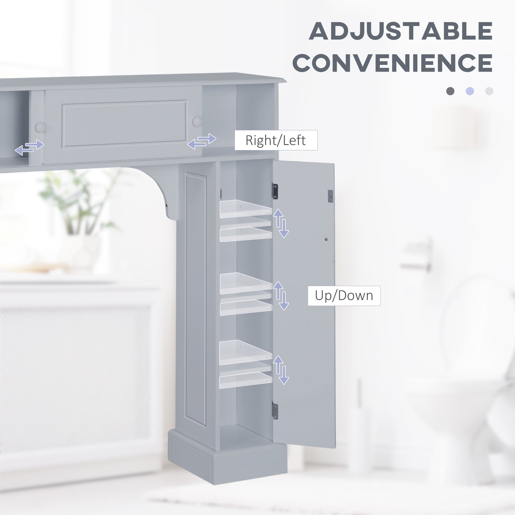 Kleankin Over The Toilet Storage Cabinet W Adjustable Shelves, Toilet Rack Gray Mdf