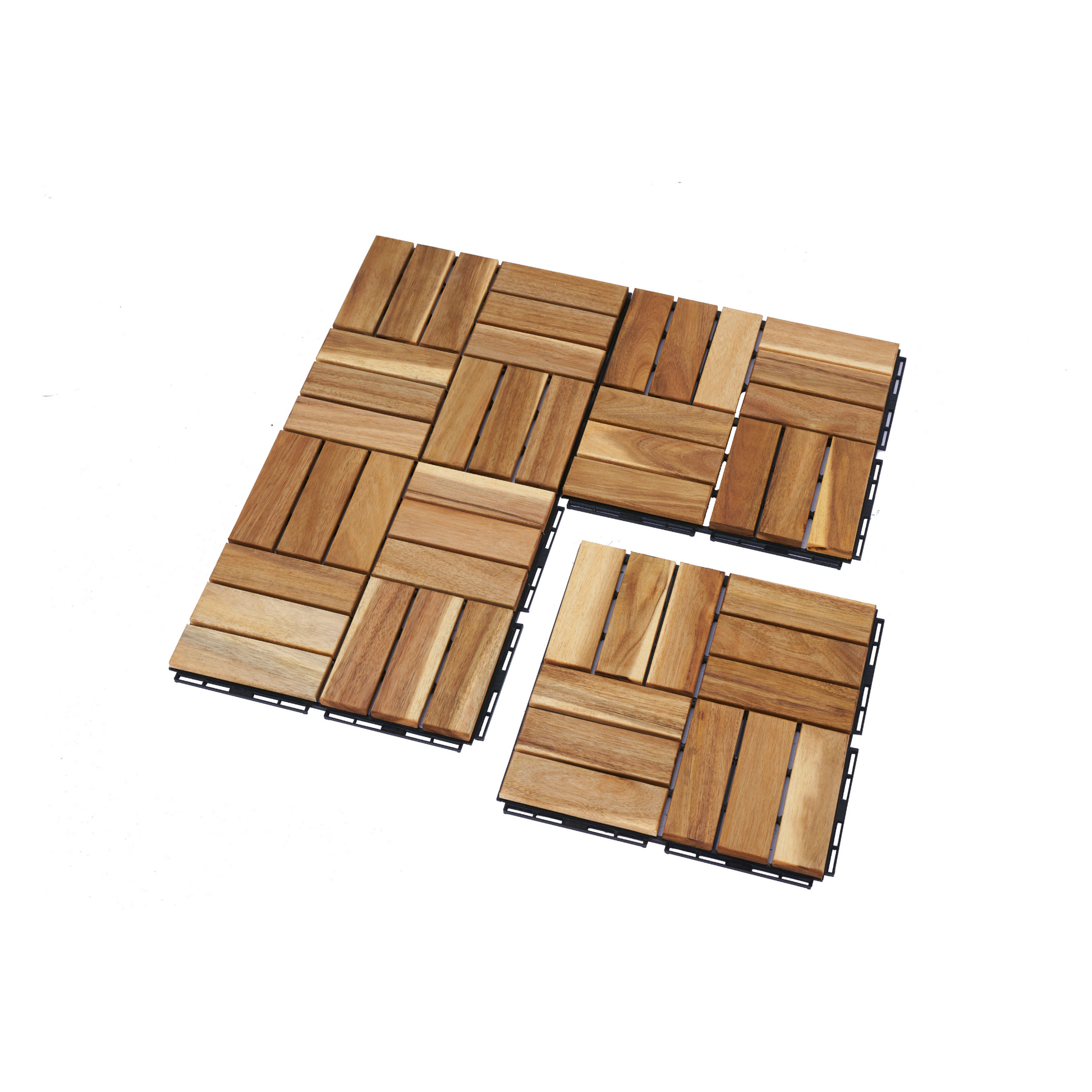 20 Pcs Interlocking Deck Tiles Checker Pattern, 12" X 12" Square Yellow Acacia Hardwood Outdoor Flooring For Patio, Bancony, Pool Side,.. Yellow Acacia Wood