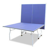 9Ft Mid Size Table Tennis Table Foldable & Portable Ping Pong Table Set For Indoor Games With Net, 2 Table Tennis Paddles And 3 Balls Blue Mdf