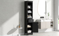 Tall Bathroom Cabinet, Freestanding Storage Cabinet With Drawer, Mdf Board, Adjustable Shelf, Black Black Mdf