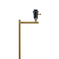 Zenith Offset Brass Base Floor Lamp With Drum Shaped Linen Shade Gold,White Table&Floor Lamps Brass,Linen