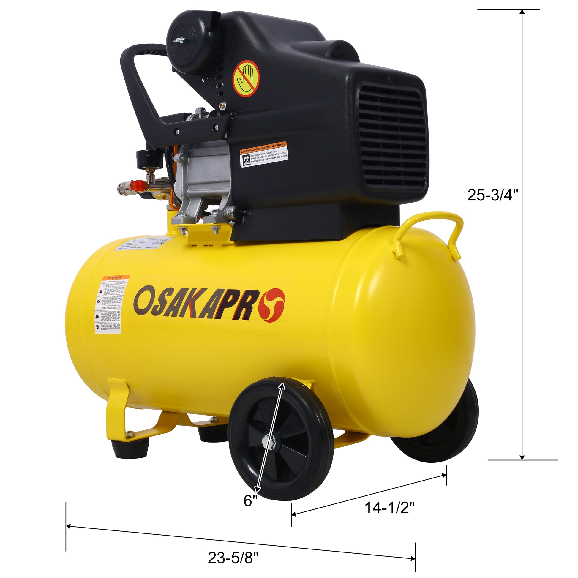 3.5Hp Portable 10 Gallons Oil Lubricated Air Compressor Tank Ultra Quiet Horizontal Tank Adjustable Pressure With Built In Wheel Yellow Metal