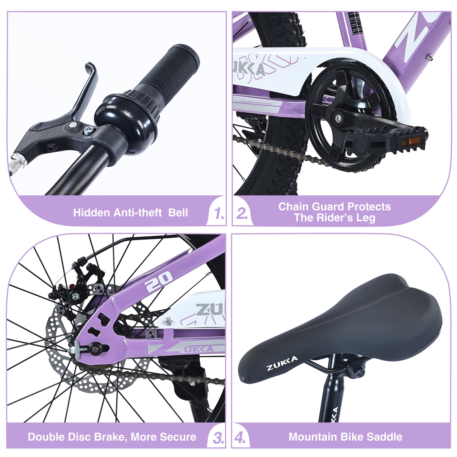 Mountain Bike,20 Inch Mtb For Boys And Girls Age 7 10 Years,Multiple Colors Cycling Purple Garden & Outdoor Steel