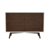 Mid Century Modern White Dresser 6 Drawer Dark Brown,White White Bedroom Mid Century Modern Solid Wood