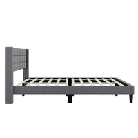 Queen Size Upholstered Platform Bed With Support Legs, Gray Box Spring Not Required Queen Gray Wood Bedroom Bed Frame Polyester Upholstered