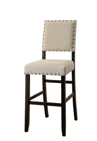 Antique Black Wooden 5Pc Counter Height Dining Bar Set Table And 4X Chairs Ivory Linen Like Fabric Cushions Trim Bar Chairs Wood Dining Room Solid Wood Rectangular Dining Table With Chair Upholstered Chair Wood Ivory Black Solid Back Seats 4 60 Inches