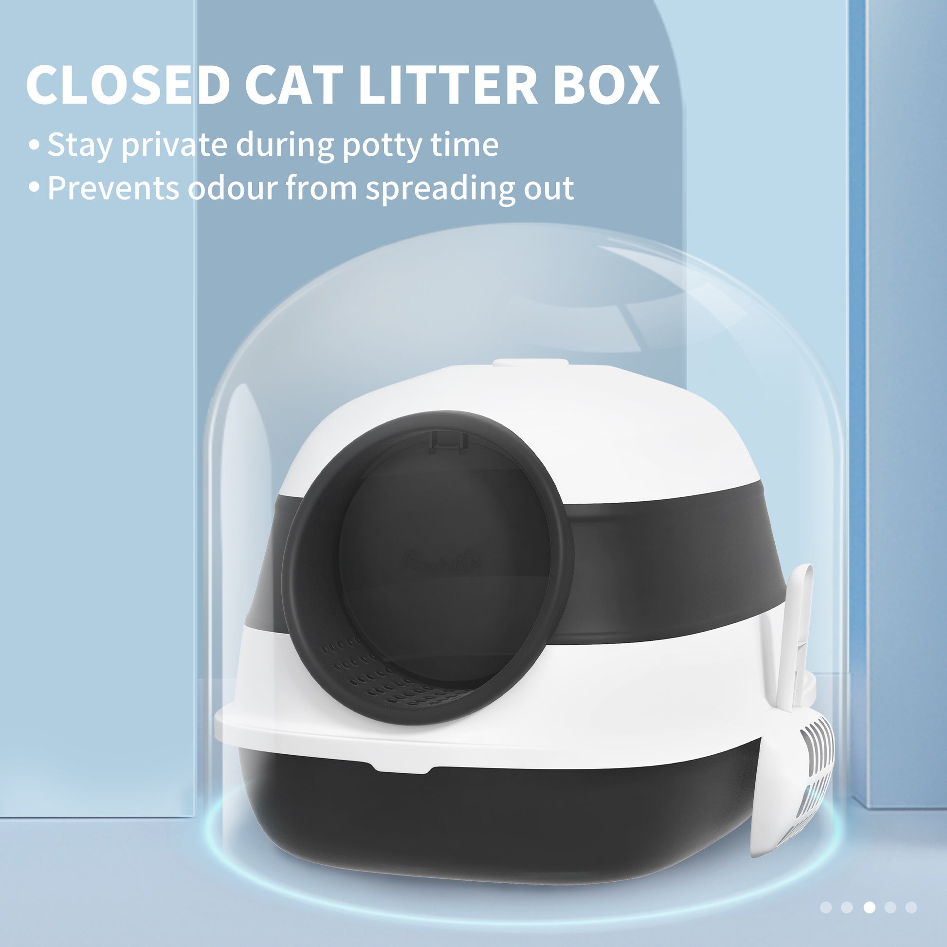 Pawhut Cat Litter Box With Lid, Covered Litter Box W High Sides, Air Freshener, Large Two Way Entrance Kitty Litter Box, Foldable, Easy Clean, White, And Black Black Abs