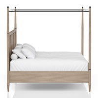 Queen Canopy Bed In Sand Finish Queen Sand Solid Wood Mdf