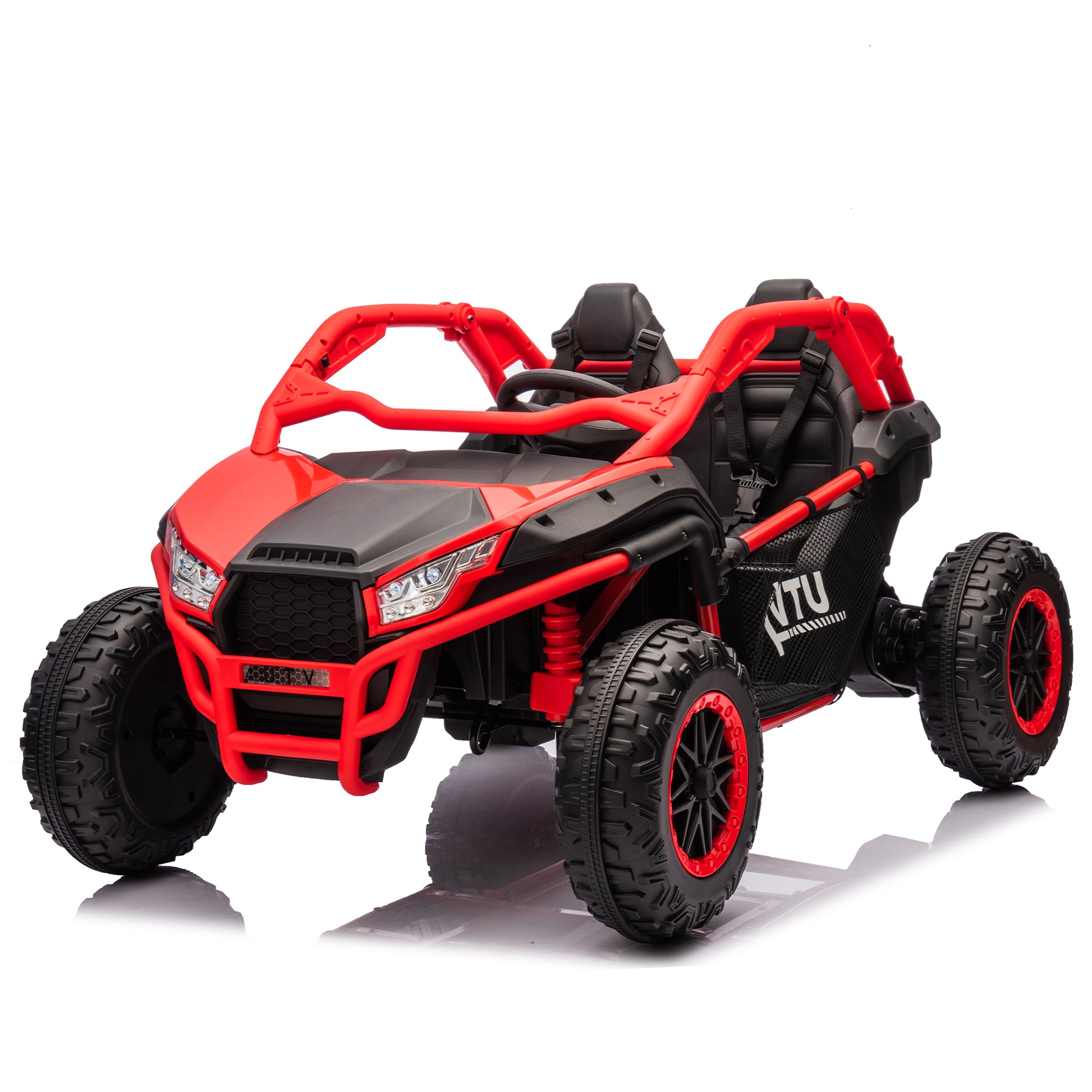 24V Two Seater Kids Ride On Utv W Parents Control,20In Seat Width,400W Super High Power,Four Wheel Suspension,Bluetooth,Mp3,Usb,Led Light,Horn,Rear Storage Space,Speeds 3.73 4.97Mph For Kids Aged 3 . Red 100 149 Lbs Polypropylene