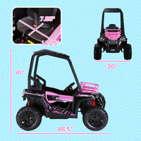 Aosom 12V Kids Utv, Battery Powered Electric Ride On Car With Music, Lights, Mp3 Usb, Suspension System & Remote Control, Toy Vehicle For Boys And Girls, Pink Pink Plastic