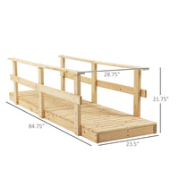 Outsunny 7' Wooden Garden Bridge With Safety Rails, Backyard Footbridge For Ponds, Creeks, Streams, Natural Natural Wood