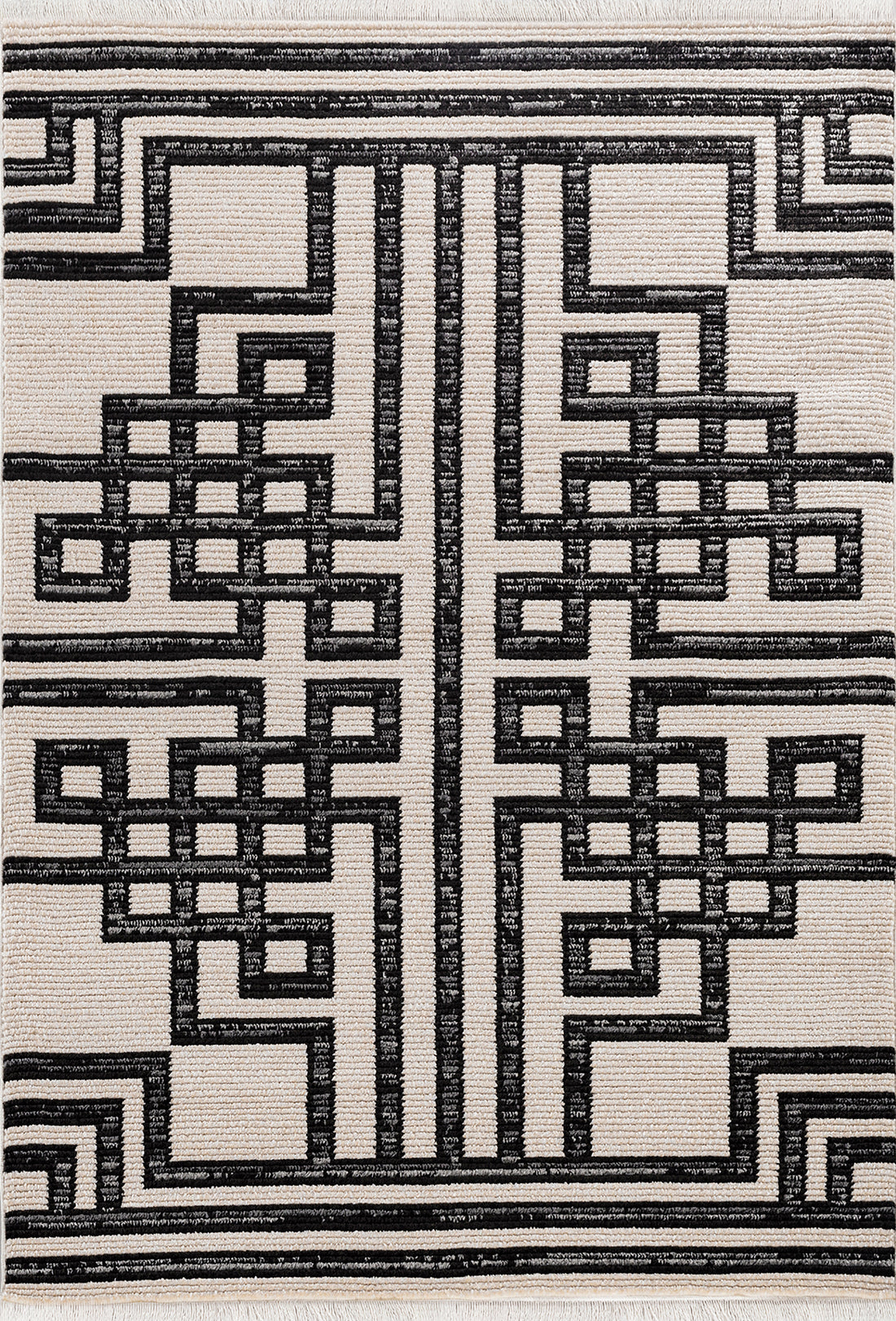 Contemporary, Geometrictextured High Low Cut Pile 9'2" X 12'4" Rectangle Area Rug Black Geometric Polypropylene