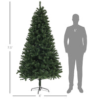 Homcom 7.5Ft Artificial Christmas Tree, Xmas Tree With 1346 Branch Tips, Auto Open, Holiday D Cor With Steel Base For Home Office, Green Green Steel