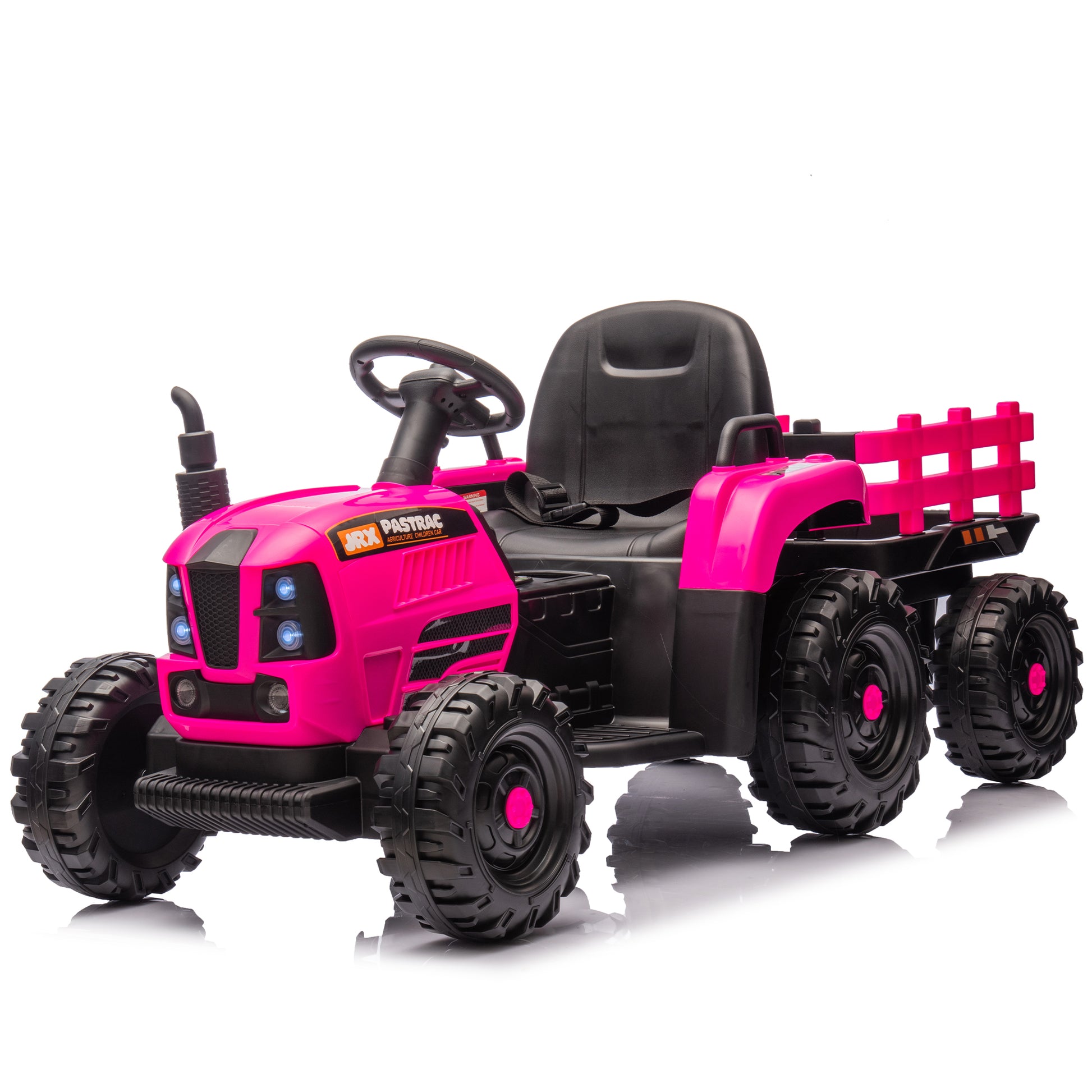 Ride On Tractor With Trailer,24V 400W Powered Electric Tractor Toy W Remote Control,Electric Car For Kids,Three Speed Adjustable,Power Display, Usb,Mp3 ,Bluetooth,Led Light,Two Point Safety Belt. Rose Pink 50 99 Lbs Polypropylene