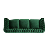Durable 3 Seater Emerald Velvet Sofa, Combining Luxurious Comfort With Timeless Design, Perfect For Elegant Living Spaces, Featuring Plush Upholstery For Relaxation And A Touch Of Sophisticated Style Emerald Velvet Wood Primary Living Space Medium Soft