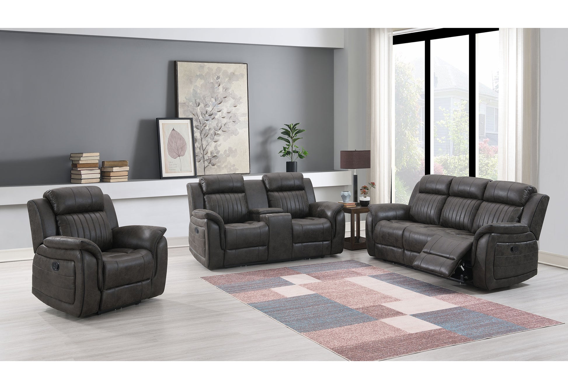 Steban Grey Glider Recliner Gray Fabric