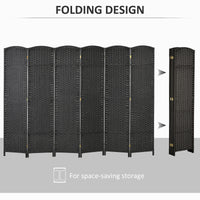 Homcom Room Divider, 6 Panel Folding Privacy Screen, 5.6' Tall Freestanding Wall Partition For Home Office, Bedroom, Black Black Polypropylene