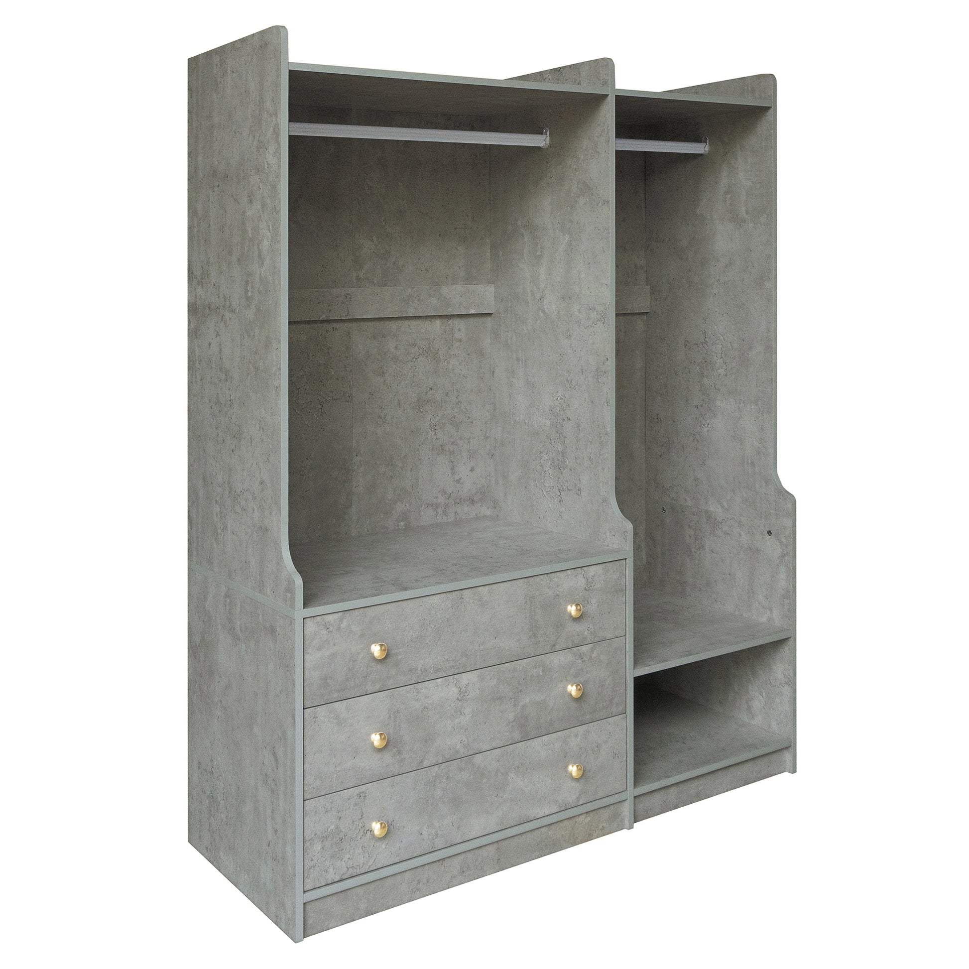 Open Wooden Wardrobe Storage For Bedroom, Gray Gray Particle Board