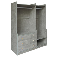 Open Wooden Wardrobe Storage For Bedroom, Gray Gray Particle Board