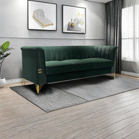 Fx P82 Gr Sofa 82.67'' W Velvet Sofa, Mid Century Sofa Furniture Chesterfield Couch For Living Room Sofa, Green Green Velvet 3 Seat