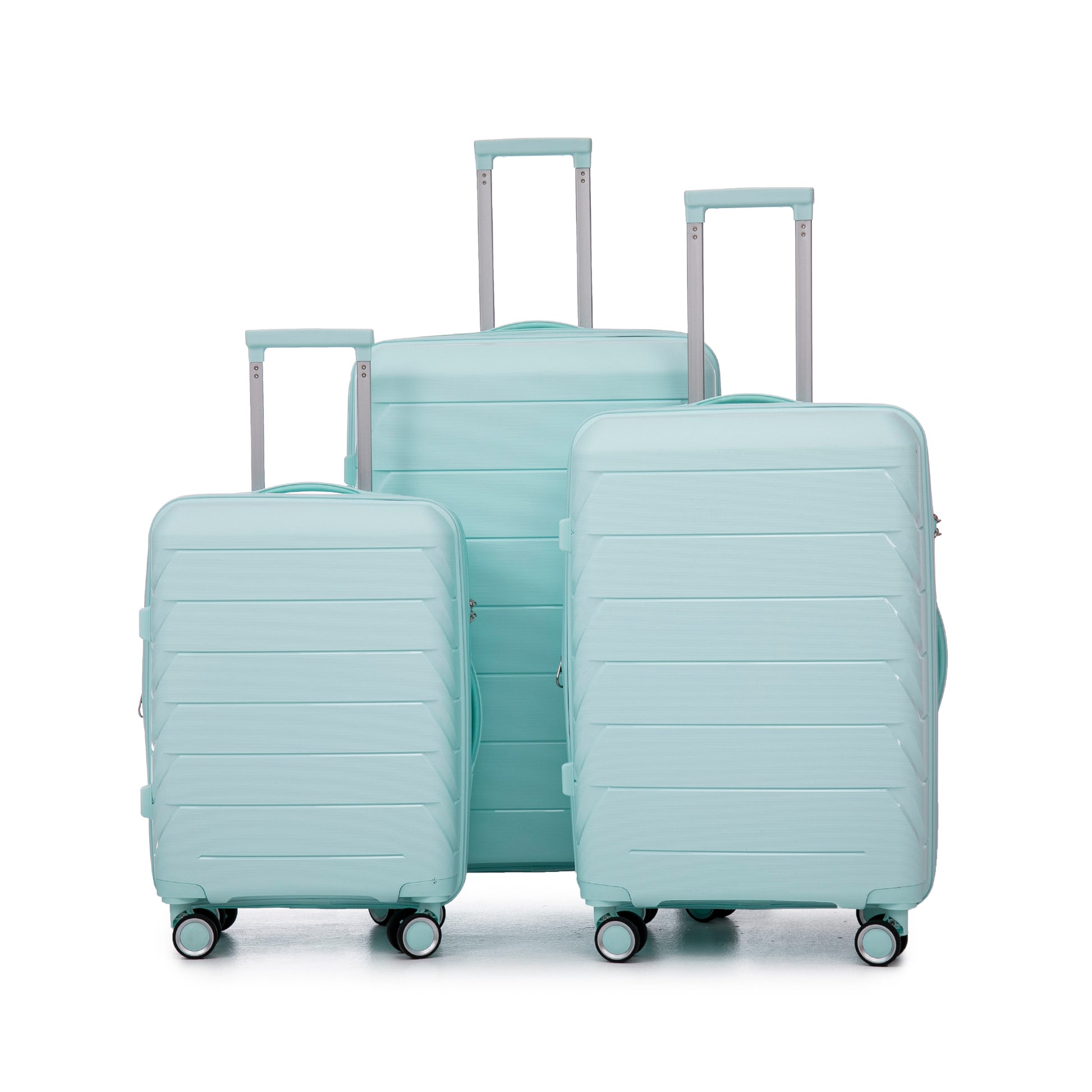 Pp Luggage Sets 3 Piece 20 24 28 , Expandable Carry On Luggage With Tsa Lock Airline Approved, Pp Materials Hard Shell And Lightweight Suitcase With Spinner Wheels Mint Green Mint Green Polypropylene