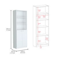 Layton 2 Piece Home Bookcase Set, 49" Wide With 8 Shelves And Double Door Cabinet, Living Room Set White White Particle Board