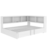 Metal Full Size Daybed With Trundle, Storage Cabinets And Usb Ports, White Full White Metal