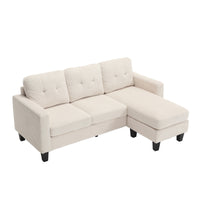 Velvet Sectional Couch Withl Shaped Sofa With Ottoman For Small Apartment Beige Velvet 3 Seat