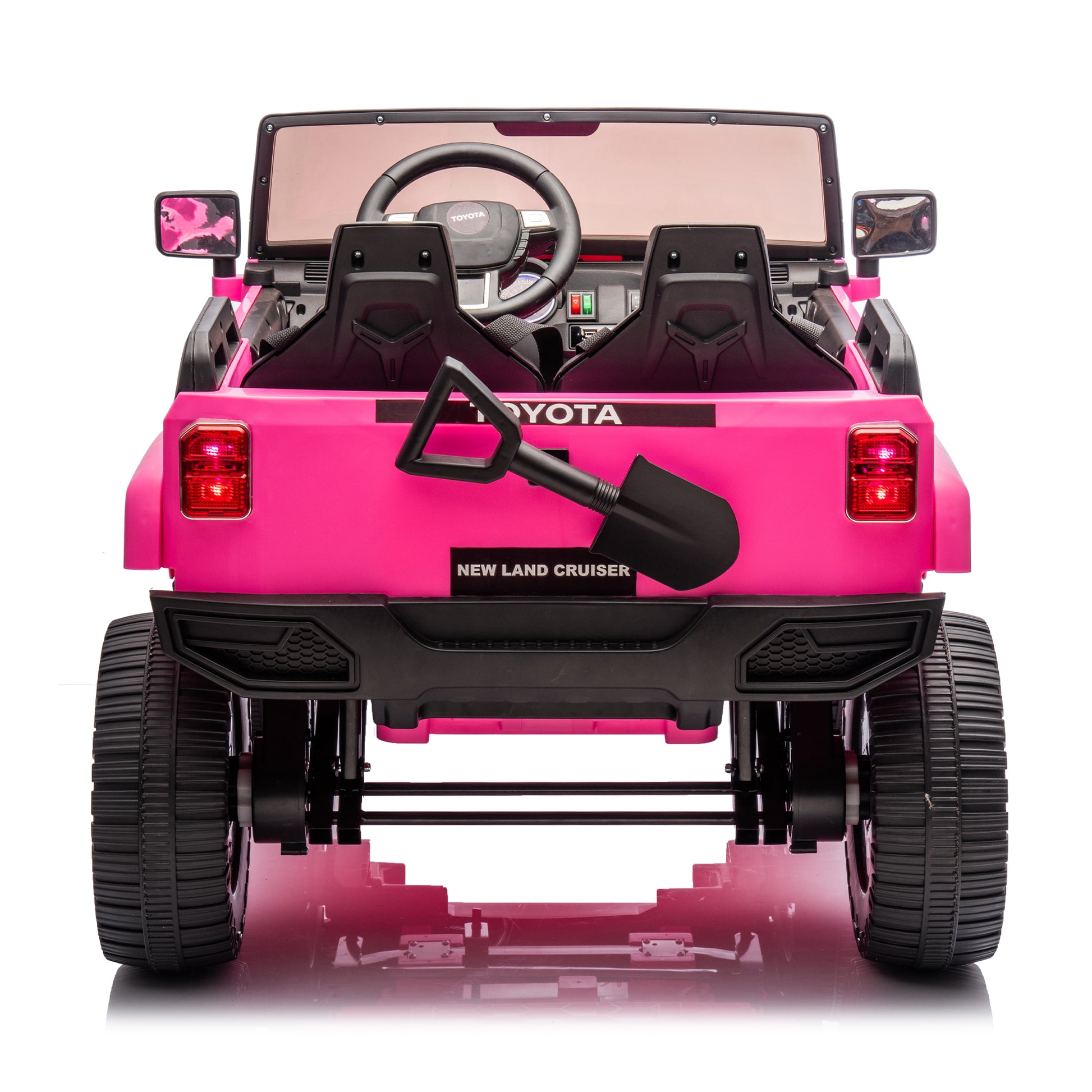 24V Two Seater Kids Ride On Car W Parents Remote Control, Licensed Toyota Lc250,220W Motors,With Shovel,Three Point Seat Belt,Slow Start,Speed Adjustment,Bluetooth,Music For Kids Aged 3 . Pink Polypropylene