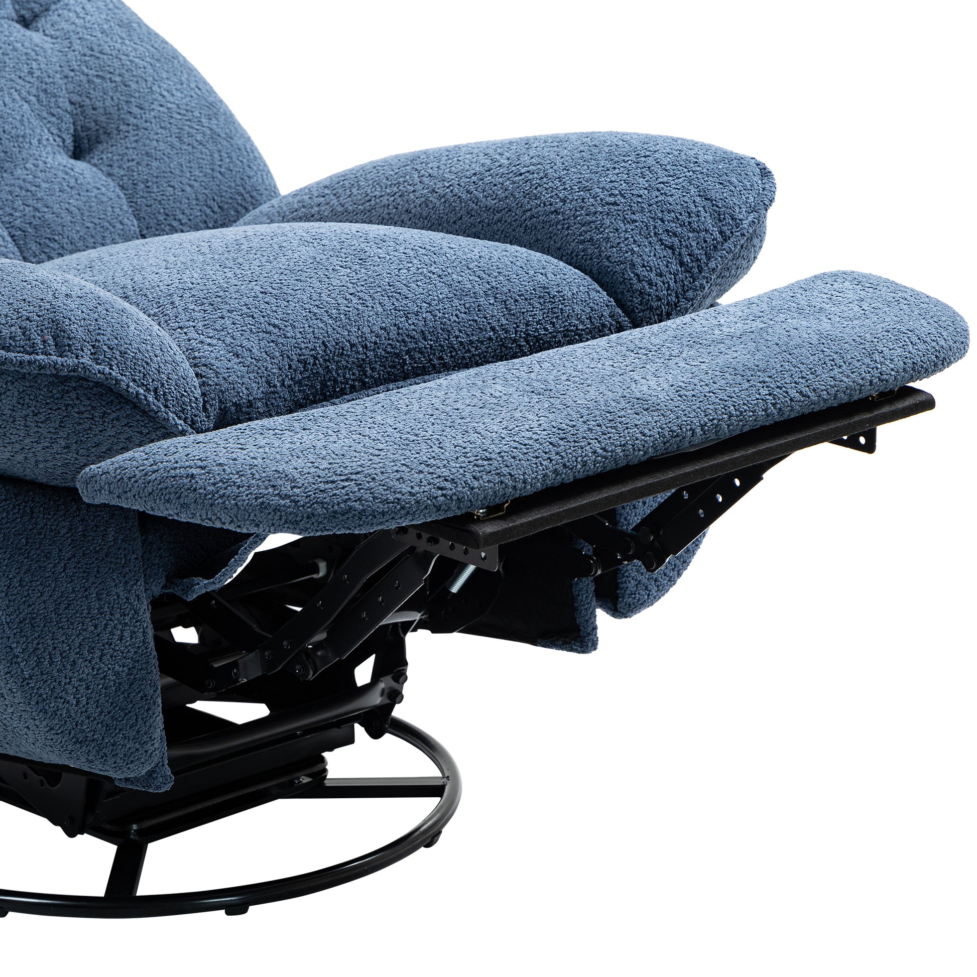 360 Swivel Recliner Adjustable Chair Chenille Glider Swivel Reclining Sofa Chair With Black Metal Round Base Teal Teal Foam Upholstered