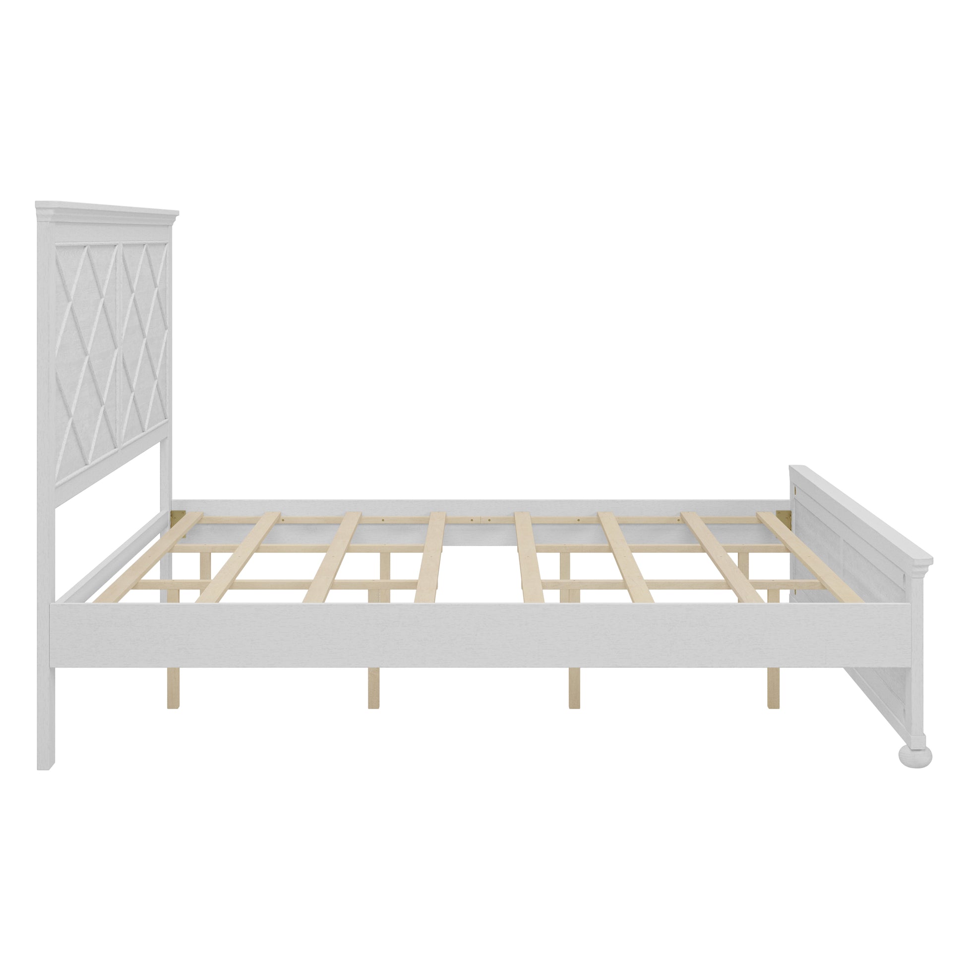 Coastal Farmhouse Solid Wood King Size Bed Frame,Antique White Box Spring Not Required King Antique White Wood Bedroom Farmhouse,Traditional,Vintage Bed Frame Wood