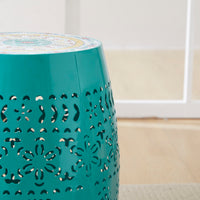 Ruby 12" Side Table Teal Teal Ceramic Tile Iron