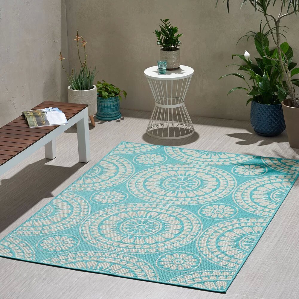 1332G 5'3" X 7' Rug Teal Multi Polypropylene