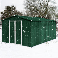 Metal Garden Sheds 10Ftx12Ft Outdoor White Green White Green Metal